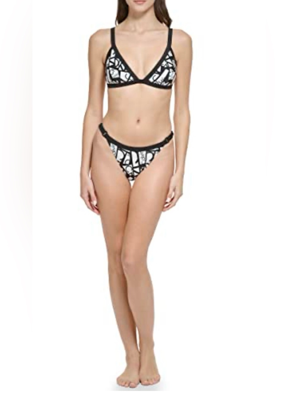 Calvin Klein Black & White Abstract Triangle Bikini